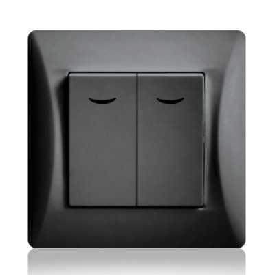 Διακόπτης Κομιτατέρ με Λυχνία Μαύρο 10A Lineme H-Series 50-00106-2